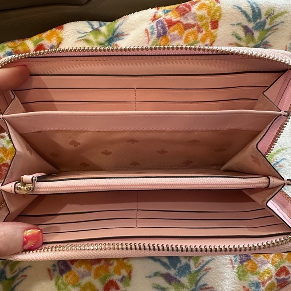 Auth Kate Spade Staci Large Zip Around Continental Wallet Pineapple Pink - Picture 3 of 3